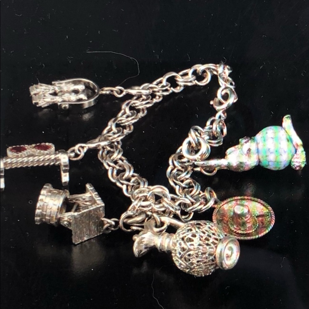 Sterling Charm Bracelet With Spring Ring Closure - image 1